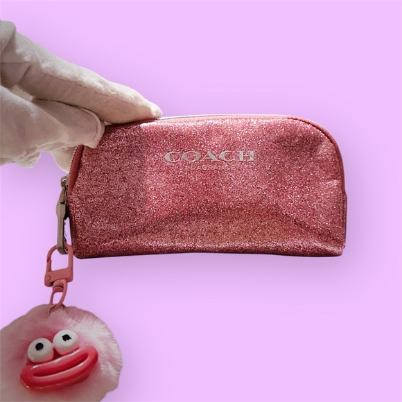 Coach Glittery Pink Coin Pouch make up pouch - Picture 3 of 15